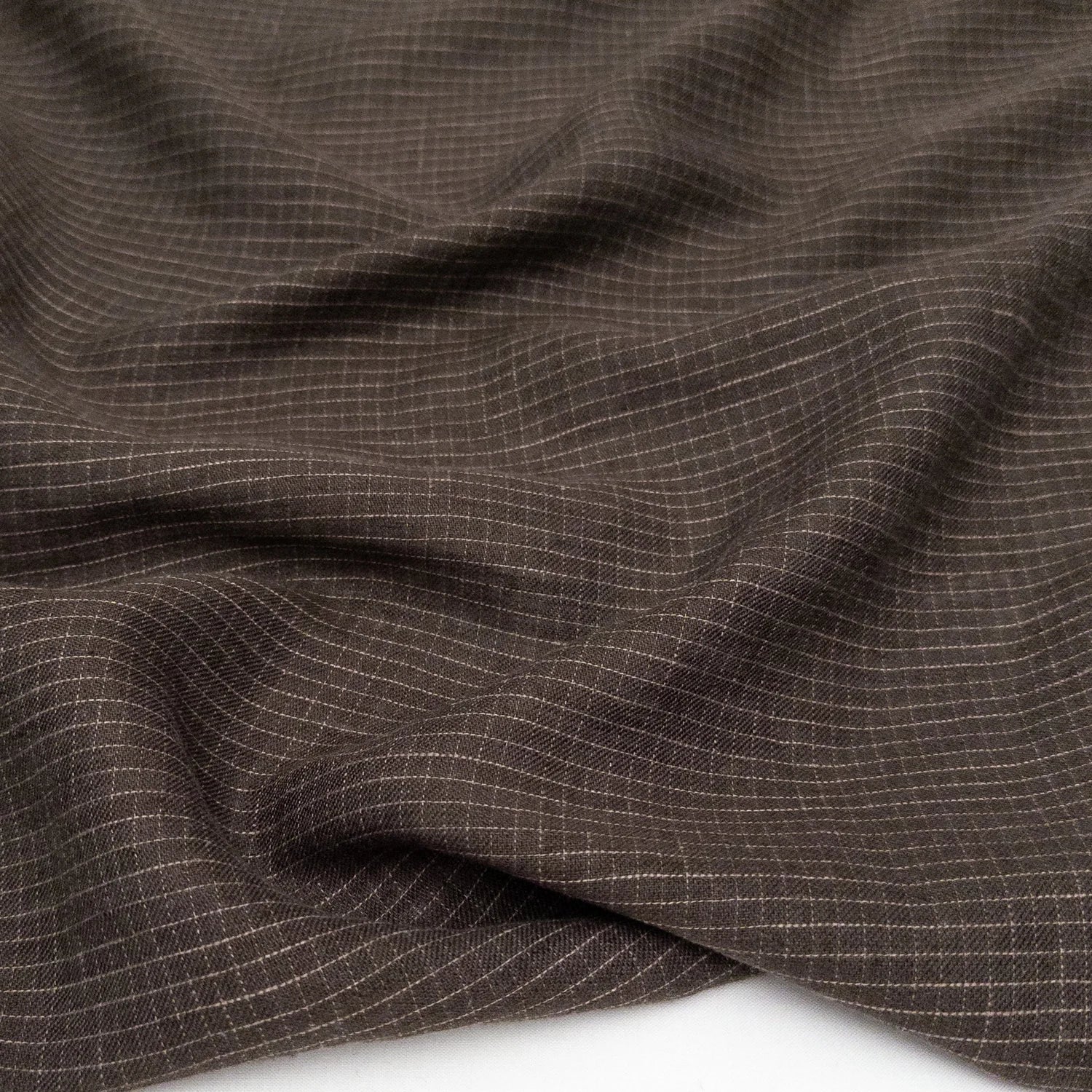 Espresso Mini Check Linen/Cotton Blend - Per 1/2 M