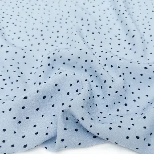 Sky Blue Polka Dot Viscose - Per 1/2 M