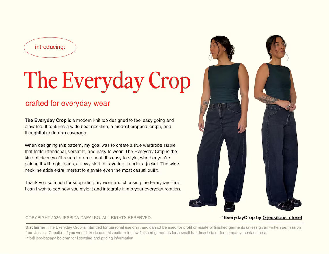 Jessilou's Closet Everyday Crop Sewing Pattern