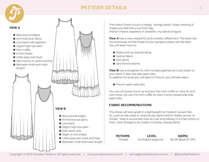 Paradise Patterns Hallon Dress - PDF Pattern