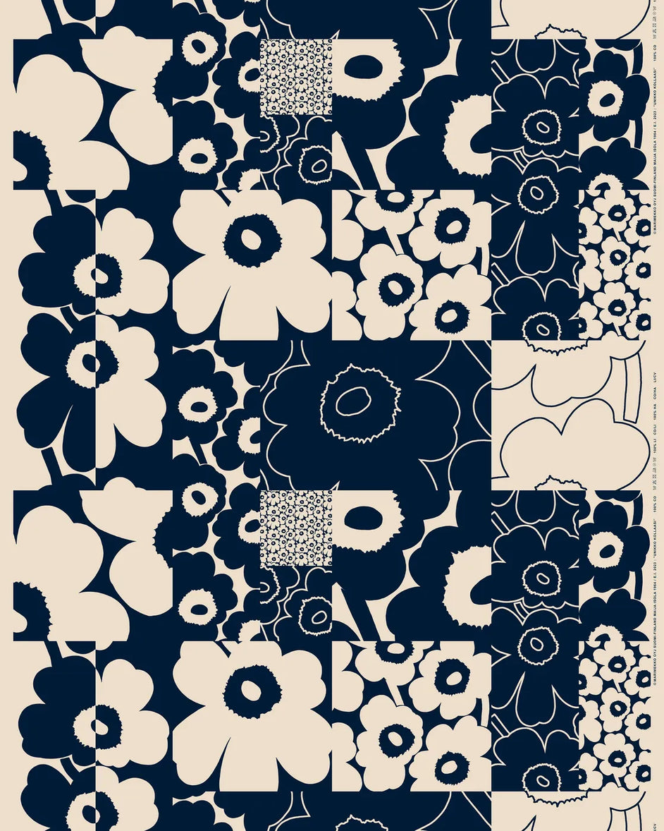 Marimekko Unikko Kollaasi Cotton Linen Fabric (Per 1/2 Metre)