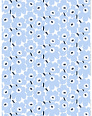 Marimekko Pieni Unikko Cotton Fabric - Blue/White/Black (Per 1/2 Metre)