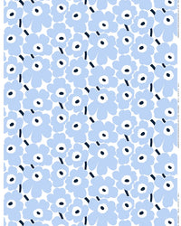 Marimekko Pieni Unikko Cotton Fabric - Blue/White/Black (Per 1/2 Metre)