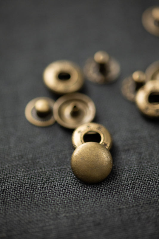 14mm Old Brass Metal Snaps (Pack of 20)