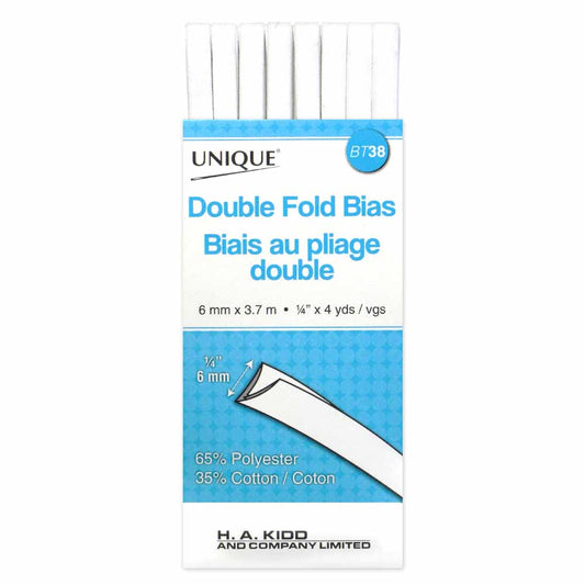 Double Fold Bias Tape 6mm x 3.7m - White